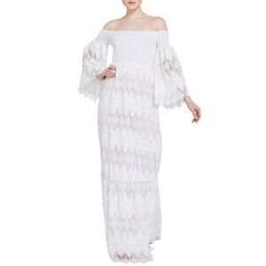 NWT ALICE + OLIVIA STACEY BENDET Roseline Smocked Lace Maxi Dress Sz XS #1E458